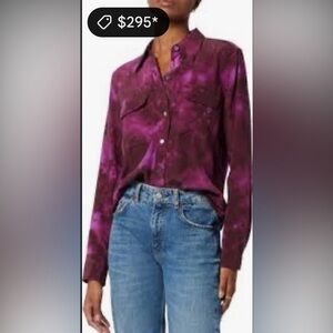 NWT equipment tie dye purple silk blouse. Size M